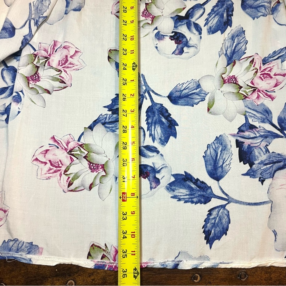 MEMORIES‎ Women's Floral Print Kimono Cardigan White Blue Pink Casual Romantic - Picture 9 of 9